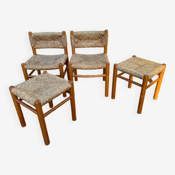 Vintage straw chairs and stools