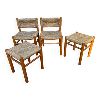 Vintage straw chairs and stools