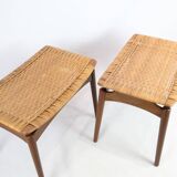 Papercord Stool In Teak By Sigfred Omann Made By Ølholm Møbelfabrik From 1960s
