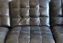 Vintage high-end black leather sofa