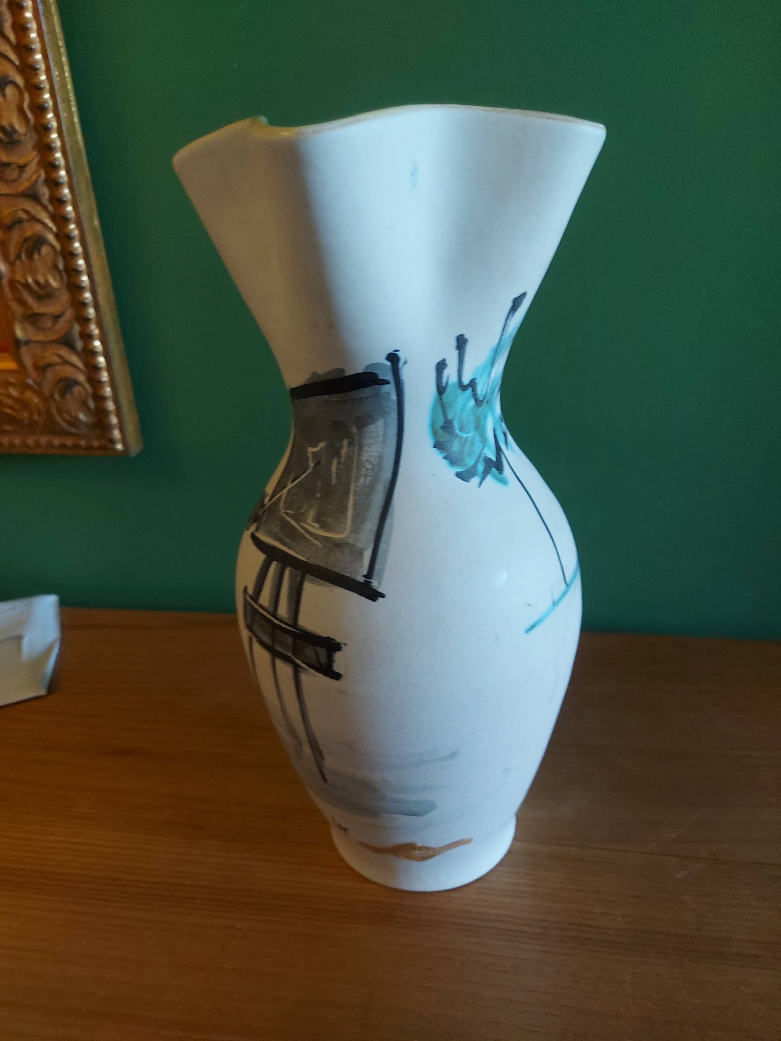 Vintage ceramic vase art Provencal , Lavandou