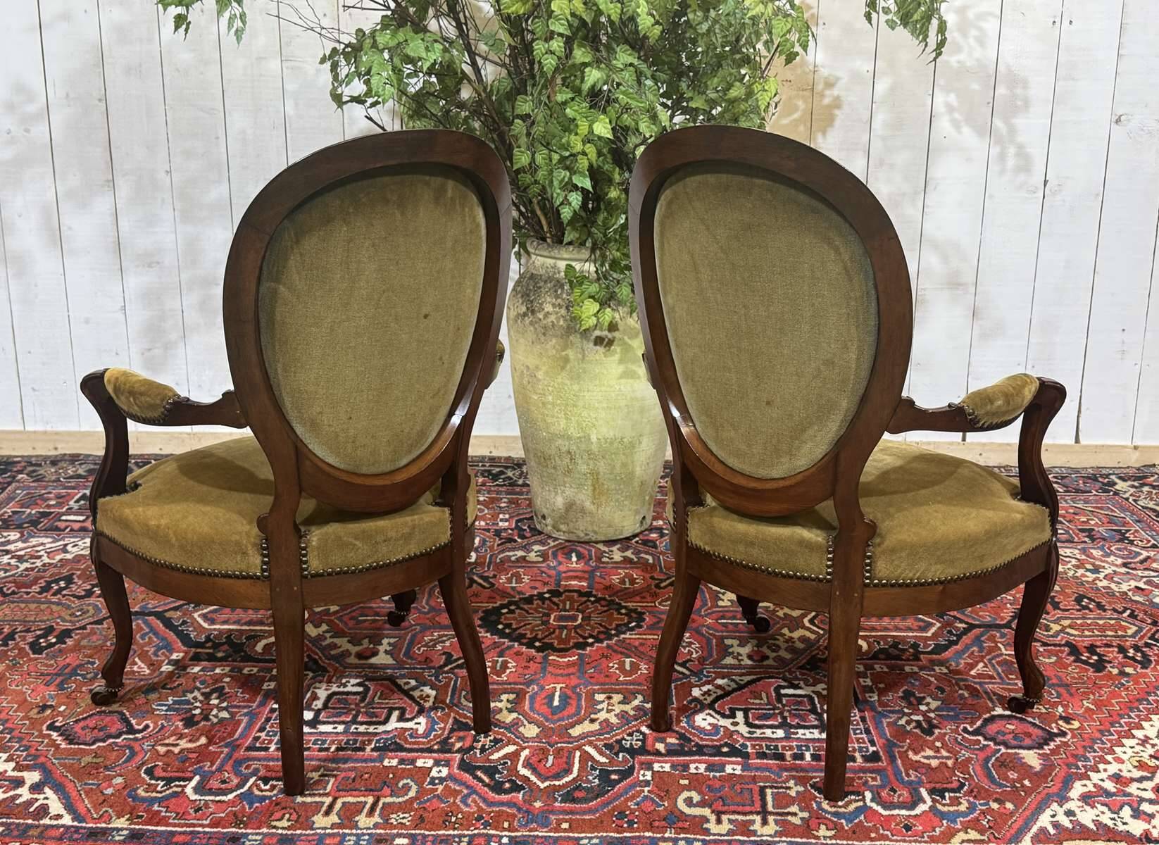 Paire de fauteuils Napoléon III XIXème en acajou