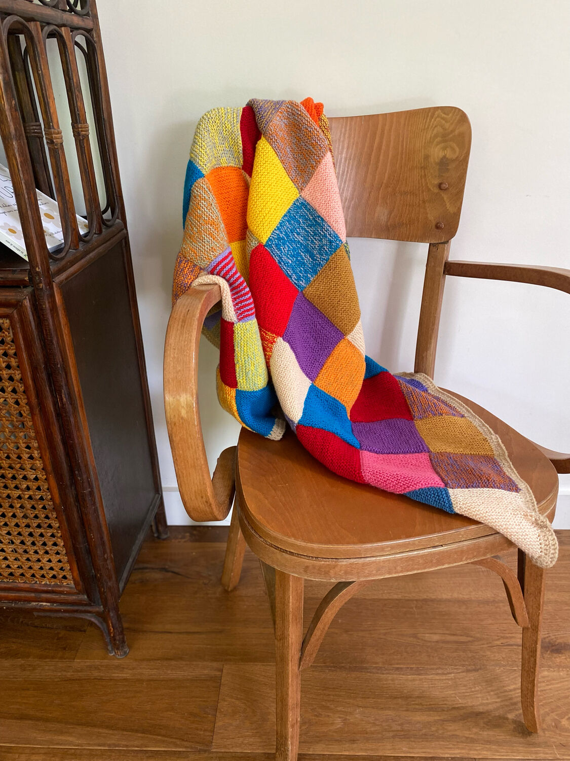 Granny Square Multicolor Crochet Old Wool Blanket