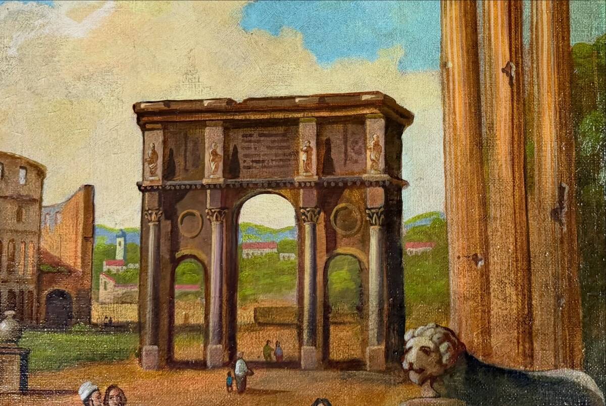 "The forum", a naive and romantic vision of Roman ruins, Italy, 19th century.