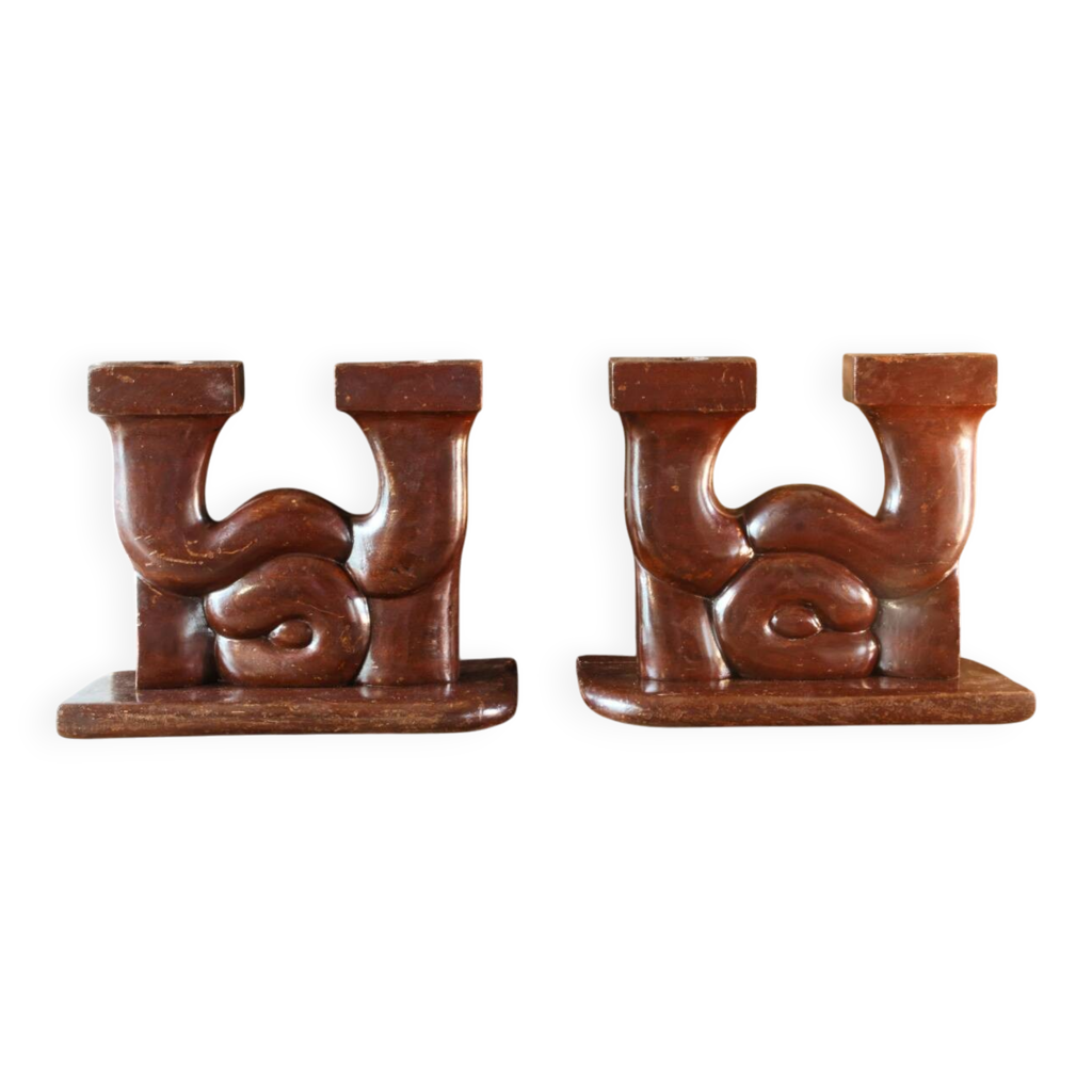 1934 René Lalique - Paire de Bougeoirs Ricquewihr - XXe siècle - N.104533