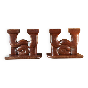 Paire de bougeoirs art