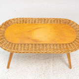 Mid century rattan stool by Jan Kalous for ÚLUV, 1960´s, Czechoslovakia