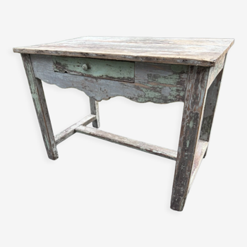 Table console bois peint patiné patine art populaire