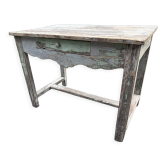 Table console bois peint patiné patine art populaire