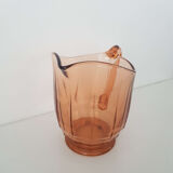Art Deco pink glass pitcher