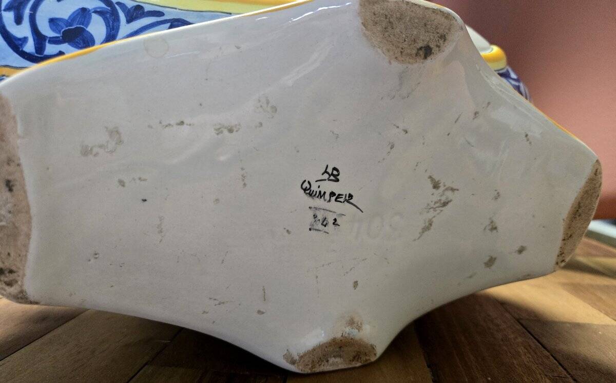 Henriot Quimper: large painted faience planter