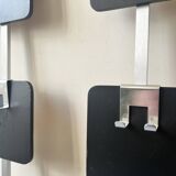 Large modernist wall coat rack in wood and metal, 1970s design.