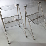Pair of modern folding chairs in plexiglass