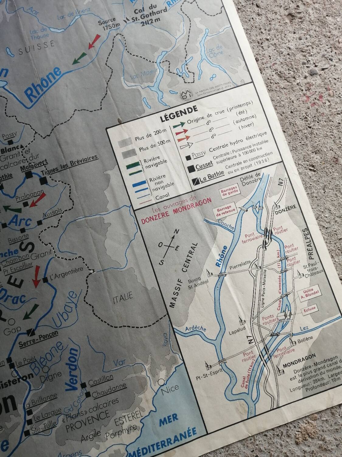 Vintage school map MDI France Rhône