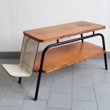 Vintage 1950 coffee table magazine rack in steel & beech 50s rockabilly zazou
