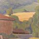 Old painting, Landscape Monts du Lyonnais, signed and dated 1946