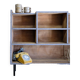 Asymmetrical shelf with lockers on feet