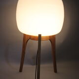 1970s upcycled glass and oak lamp