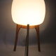 1970s upcycled glass and oak lamp