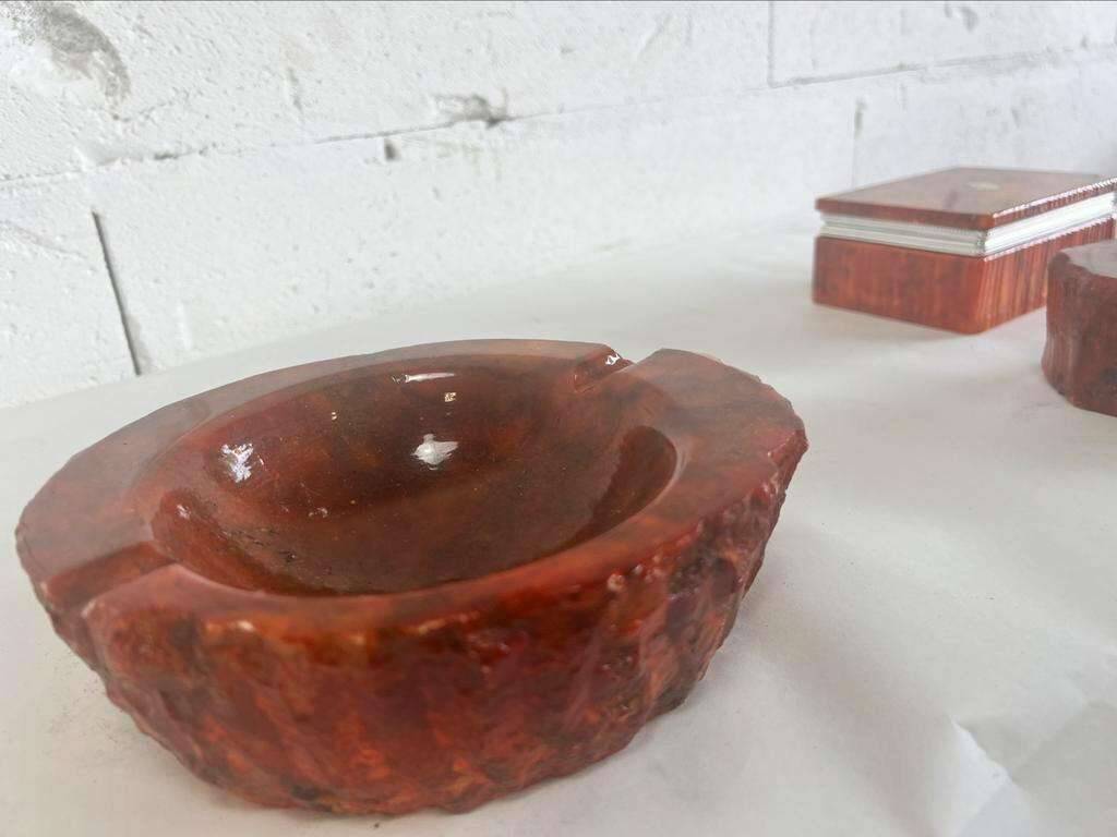 vintage orange alabaster ashtray