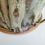 Flamed stoneware lamp and rope lampshade