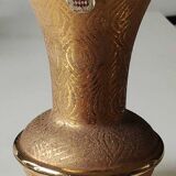 Ball vase stamped Verrerie de Monaco/Monte Carlo. In gold granite glass