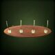 Vintage wooden wall coat rack with 4 double brass hooks – 1950s-60s