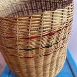High basket with woven straws