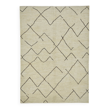 Tapis tribal tissé à la main en laine beige unique en son genre, 208 cm x 294 cm