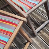 Pair of Roland Vlaemynck bayadere canvas loafers