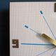 Vintage formica clock silent rectangular wall clock "Blue wood flash"