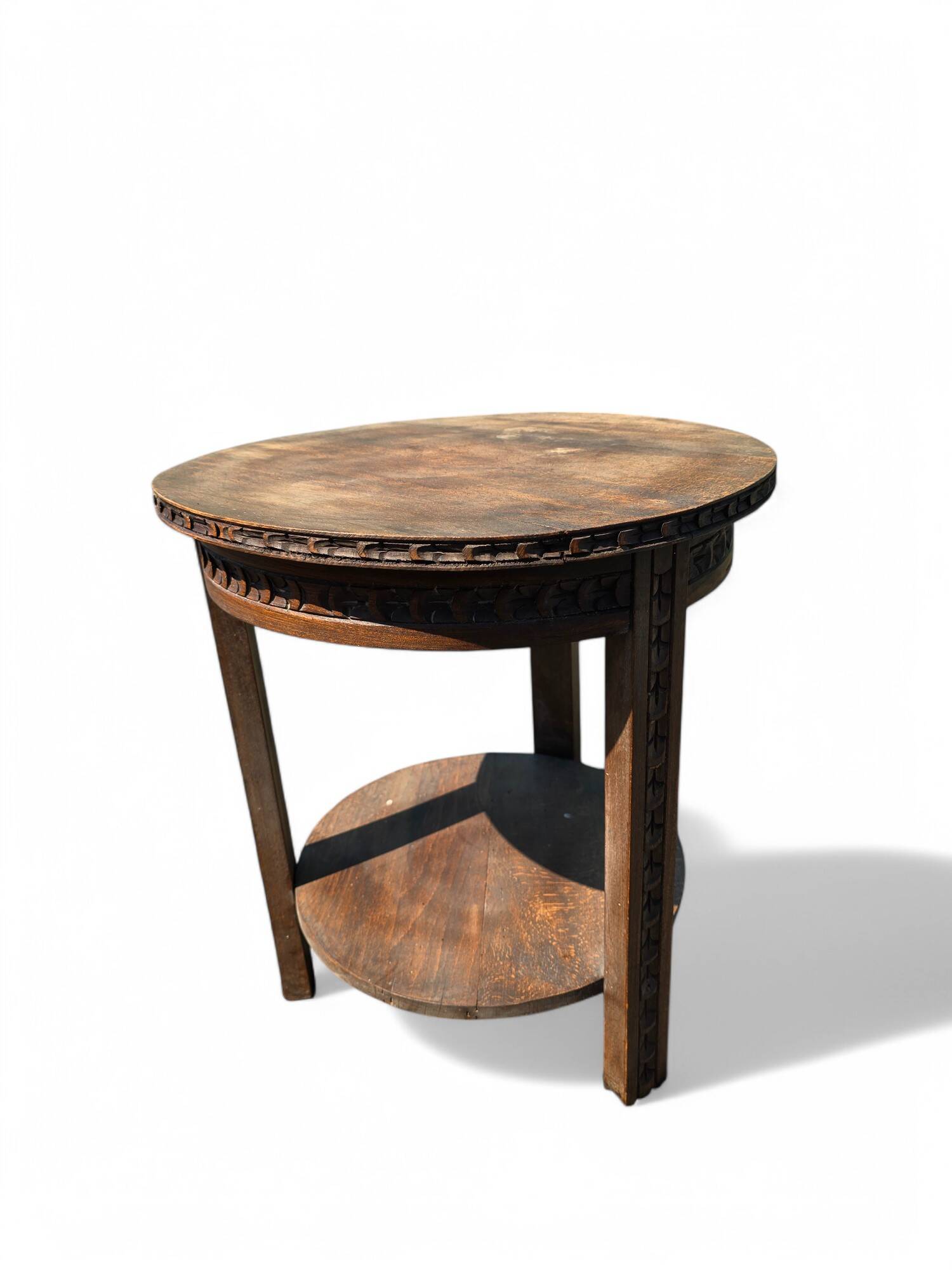 Antique side table with carved details