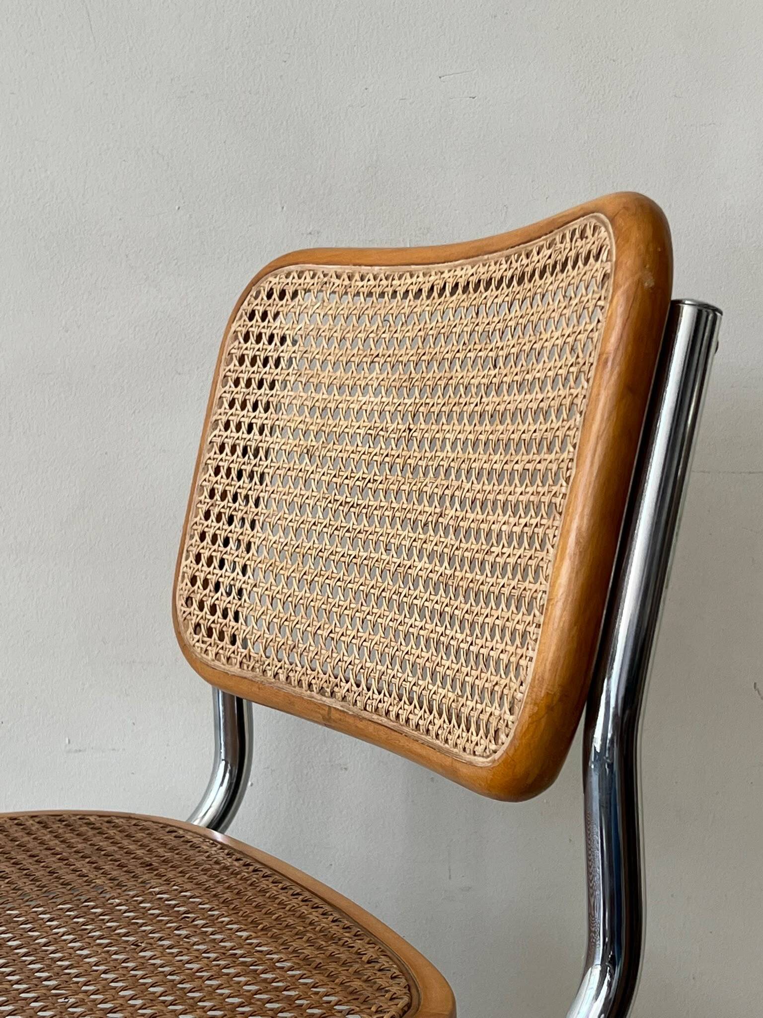 Chaise Cesca par Marcel Breuer en chrome et bois, 1970