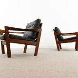 Paire de fauteuils noir par Illum Wikkelsoe pour Niels Eilersen, Danemark