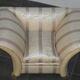 Sofa and armchair in colonial style with saber legs in resin, Italy, 1970s.