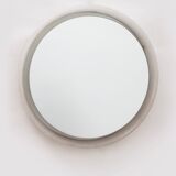 Round Plexiglass Bathroom Mirror by Hillebrand, Large Model, 1960 Germany.