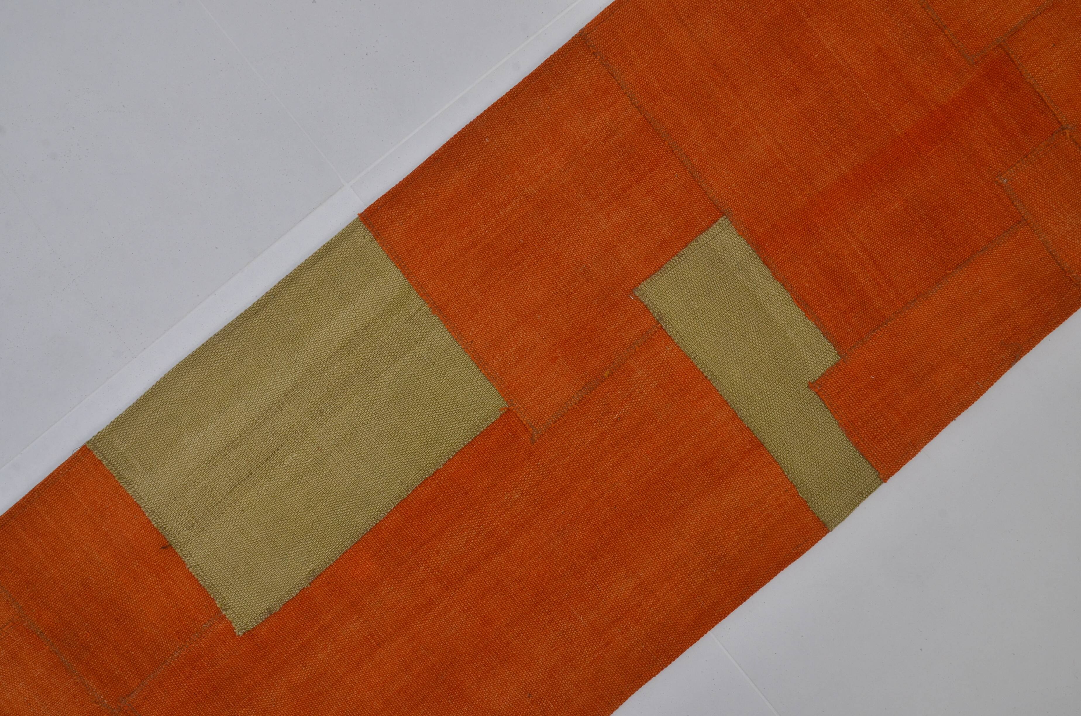 Orange And Green Vintage Kilim Runner sku 3857