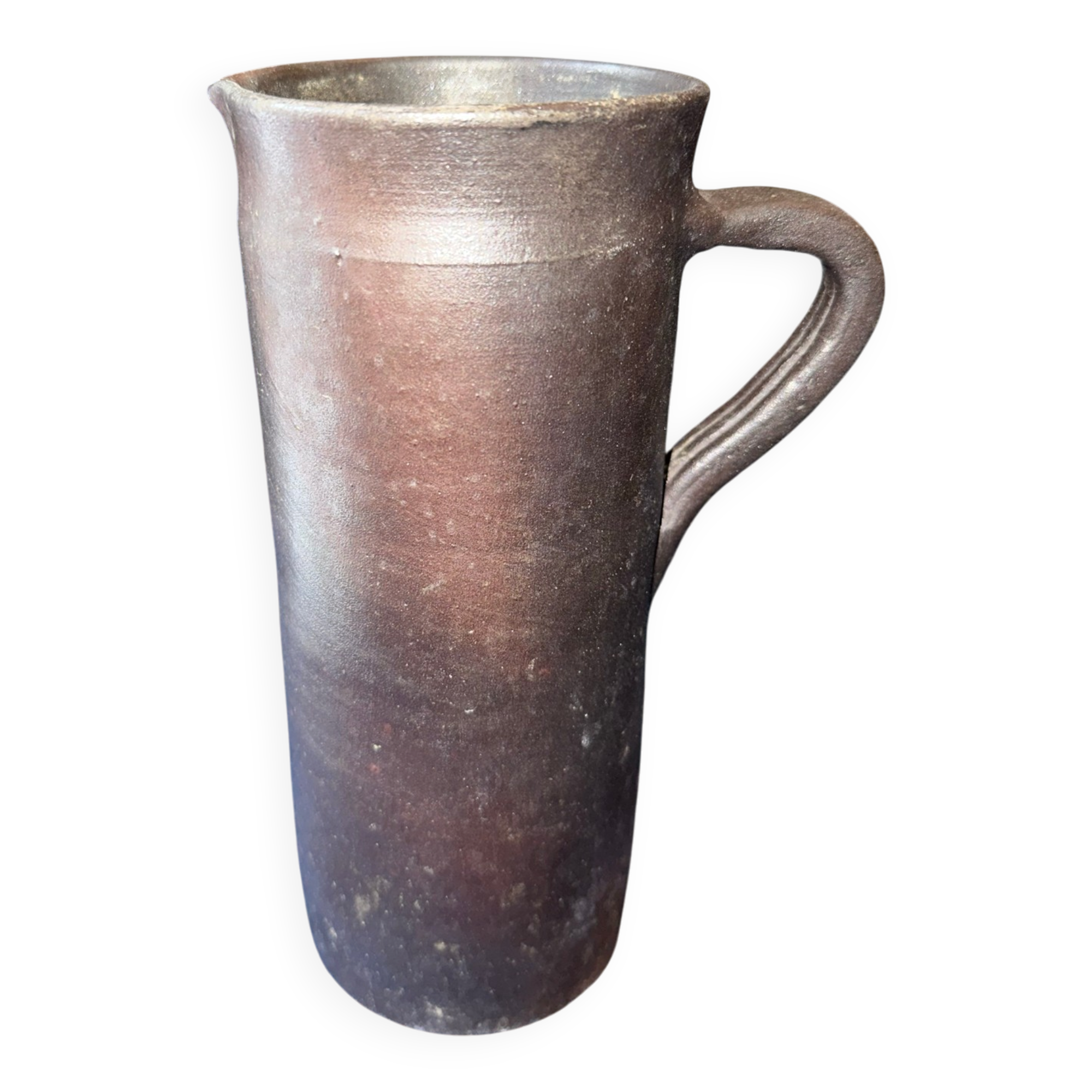 Glazed terracotta pitcher signed jean dubost