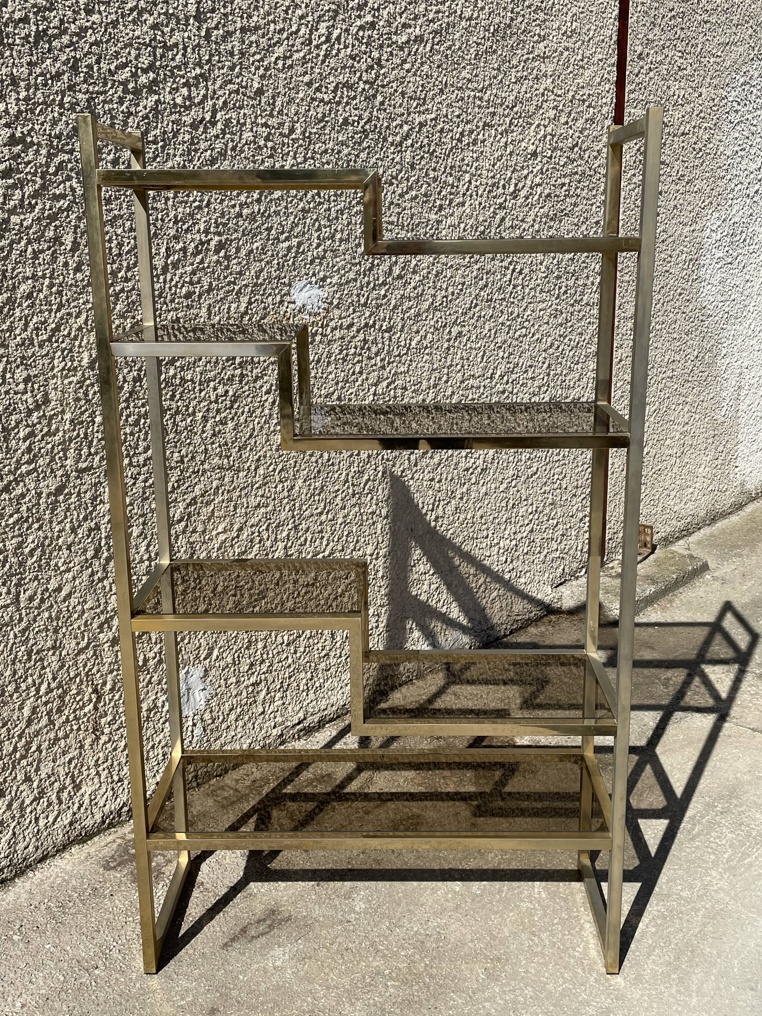 Vintage glass and brass library