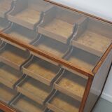 Vintage Mid-Century Large Dutch Oak & Glass Shop Counter Cabinet / Vitrine