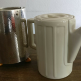 Teapot art deco thermos Bauscher Weiden silver metal and Bakelite feet 1930's