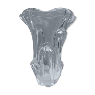 Ancient Crystal Vase Moulded Transparent Form Free Design Vintage
