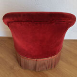 Fauteuil crapaud en velours rouge