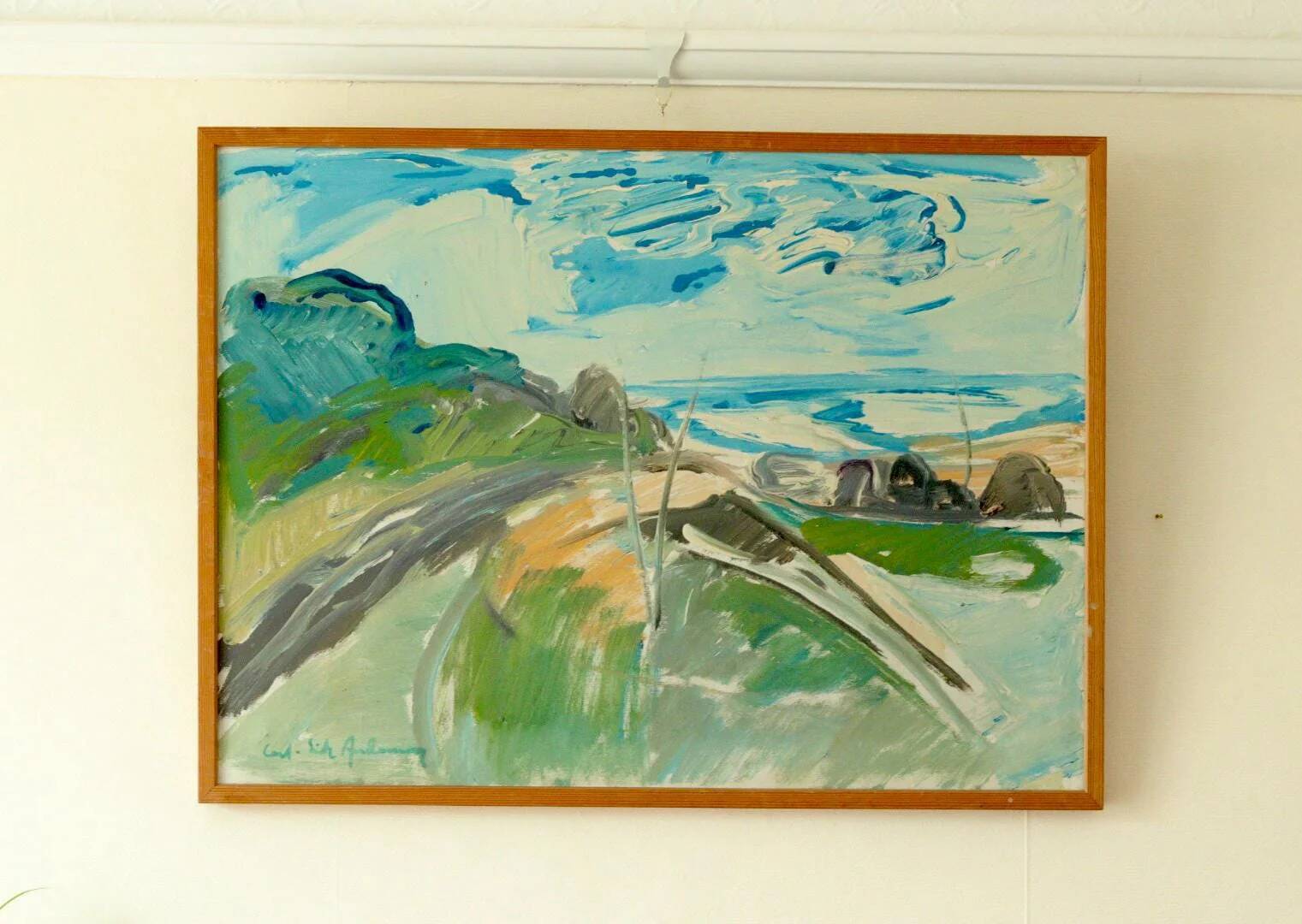 Oil on Swedish canvas "Grötviks Hamn Quarry", Carl-Erik Andersson