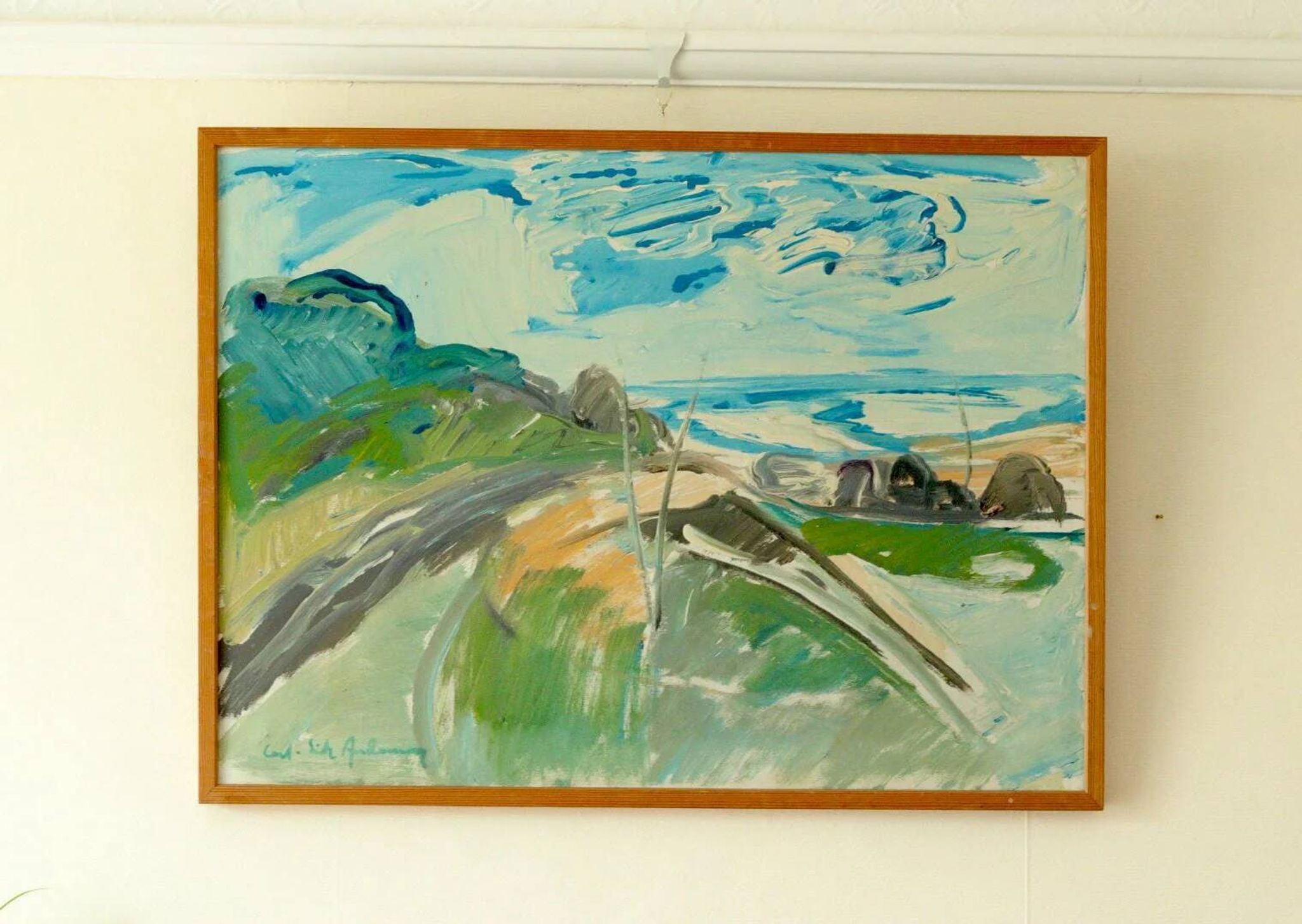 Oil on Swedish canvas "Grötviks Hamn Quarry", Carl-Erik Andersson