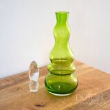 Vintage Green Decanter, Sculpted Glass Carafe, Rare Item, Wet Bar Decor
