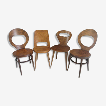 Rare suite 4 chairs Bistro Baumann 1960