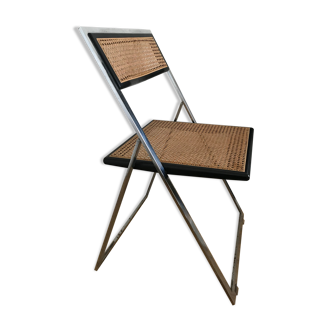 Caning folding chair and metal