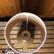 Ancienne lampe boule en grès + abat-jour blanc vintage #a549