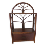 Vintage–Beautiful Bibus-Floor Shelf–Bookcase–Rattan Bamboo and Wood–1 Drawer and 2 Tiers